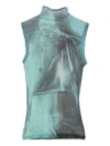 Jean Paul Gaultier Graphic-print High-neck Tank Top In Blue
