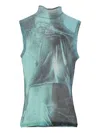 Jean Paul Gaultier Graphic-print High-neck Tank Top In Blue