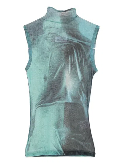 JEAN PAUL GAULTIER GRAPHIC-PRINT HIGH-NECK TANK TOP