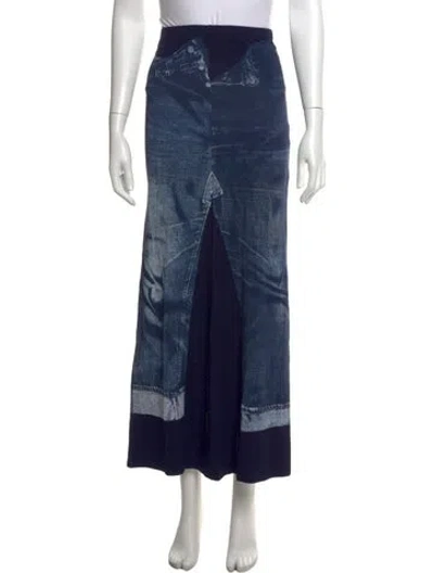 Pre-owned Jean Paul Gaultier Graphic Print Long Skirt W/ Tags In Blue