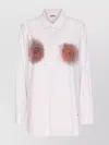 Jean Paul Gaultier Graphic Print Long Sleeve Collared Top In White