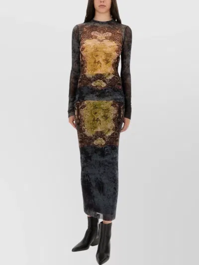 JEAN PAUL GAULTIER GRAPHIC PRINT LONG SLEEVE FITTED TOP
