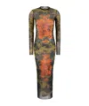 Jean Paul Gaultier Graphic Print Full-length Dress With Long Sleeves In Green