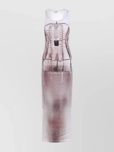 JEAN PAUL GAULTIER GRAPHIC PRINT MAXI LENGTH DRESS
