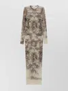 Jean Paul Gaultier Graphic Print Mesh Long Dress