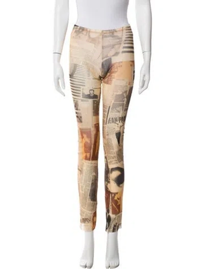 Pre-owned Jean Paul Gaultier Graphic Print Skinny Leg Pants In Neutral