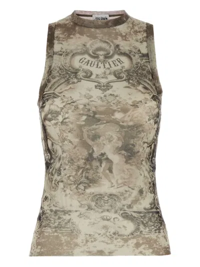 JEAN PAUL GAULTIER GRAPHIC-PRINT SLEEVELESS TOP