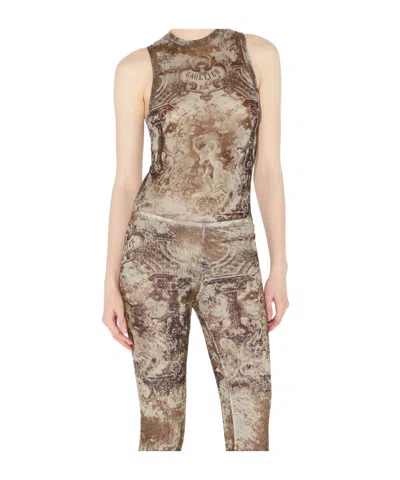 Jean Paul Gaultier Graphic-print Sleeveless Top In Neutral