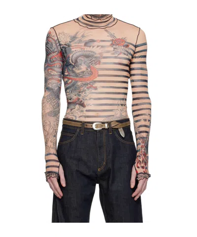 Jean Paul Gaultier Graphic-print Striped Top