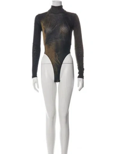 Pre-owned Jean Paul Gaultier Graphic Print Turtleneck Bodysuit In Multi
