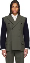 Jean Paul Gaultier Gray & Navy 'the Bi-material Suit' Blazer In Multi