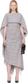Jean Paul Gaultier Gray & Red Wool Scarf Maxi Dress