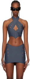 Jean Paul Gaultier Cut-out Cropped Top In 04-darkgrey