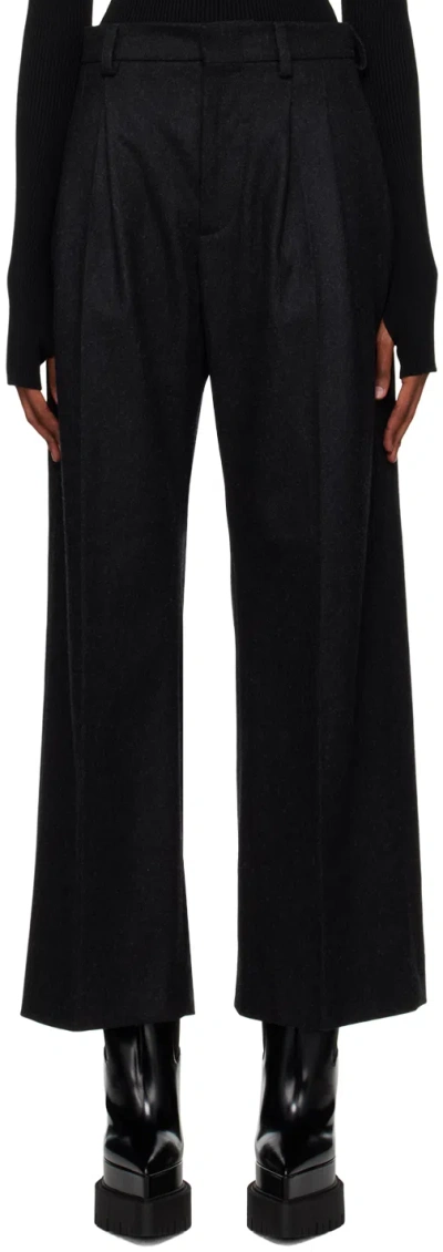 Jean Paul Gaultier Pleated Wool-blend Straight-leg Pants In 04-darkgrey