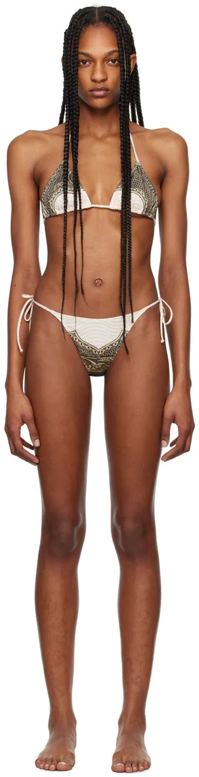 Jean Paul Gaultier Neutral Cartouche-print Bikini In Neutrals