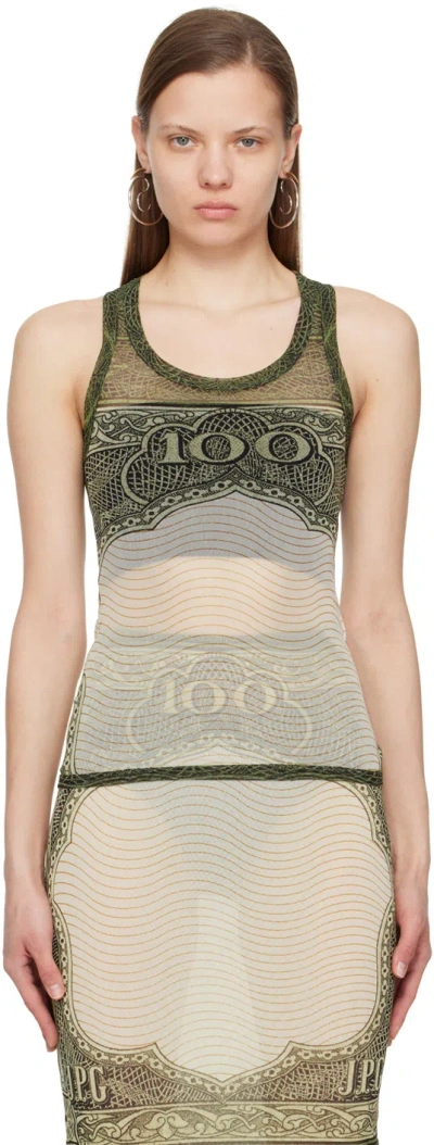 Jean Paul Gaultier Green & Off-white 'the Cartouche' Tank Top In 400300156 Green/ecru