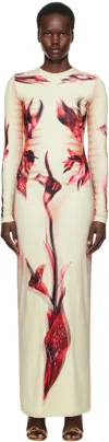 Jean Paul Gaultier Long Dress Flower Body Morphing Pink Floral Slim In 422030 Mint/palepink