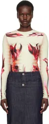 Jean Paul Gaultier Layered Long Sleeves Top Printed Flower Body Morphing Mariniere In 422030 Mint/palepink