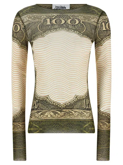 Jean Paul Gaultier Green Cartouche Blouse In Cream