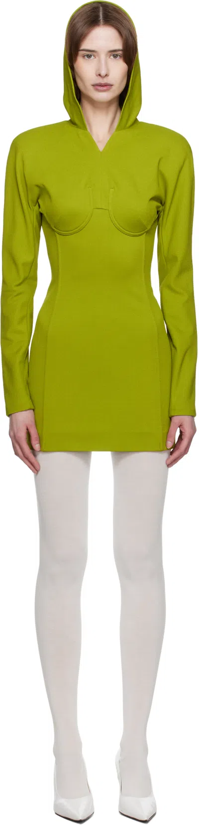 Jean Paul Gaultier Green Crepe Minidress In 43 Acid Green