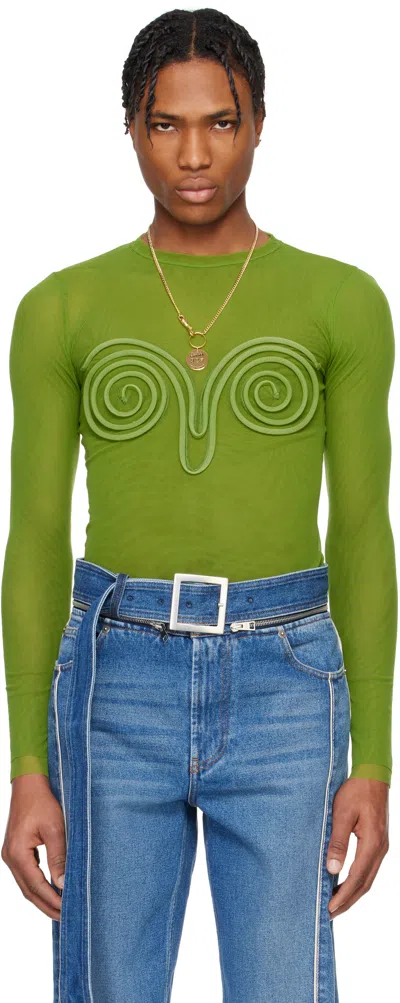 Jean Paul Gaultier Green 'the 3d Spirale' T-shirt In 43-acidgreen