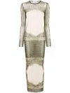 JEAN PAUL GAULTIER GREEN THE CARTOUCHE-PRINT MIDI DRESS