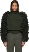 Jean Paul Gaultier Green 'the Loop-stitch' Turtleneck In Black