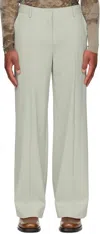 Jean Paul Gaultier Green Undershoe Straps Detail Trousers In Gray