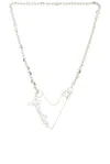 Jean Paul Gaultier Heart Safety Pin Necklace In Silver