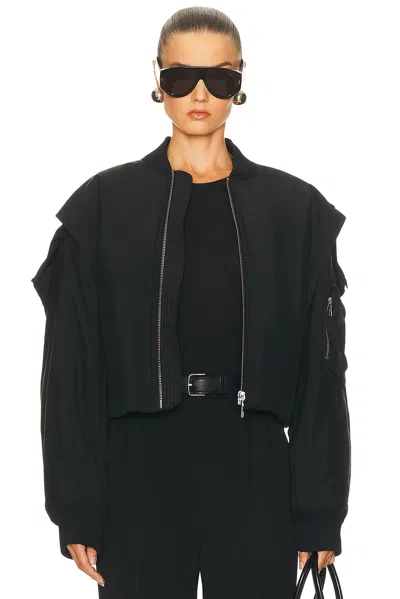 Jean Paul Gaultier Hidden Hood Bomber Jacket In Black