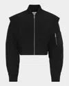 Jean Paul Gaultier Hidden Hood Crop Bomber Jacket In Black