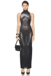 Jean Paul Gaultier Asymetric Collar Long Dress Woman Black And Silver In Black