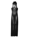 Jean Paul Gaultier Asymetric Collar Long Dress Woman Black And Silver In Black