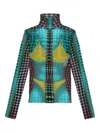 Jean Paul Gaultier High-neck Dots-print Top In Blue