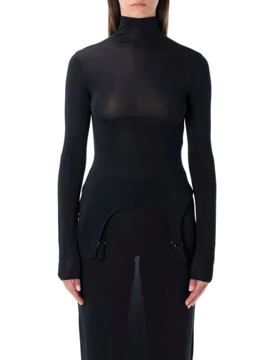 JEAN PAUL GAULTIER JEAN PAUL GAULTIER LONG-SLEEVE HIGH-NECK BODY WITH LINGERIE DETAILS