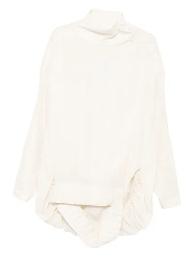 Jean Paul Gaultier High-neck Pleated Top In White