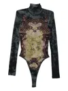Jean Paul Gaultier High-neck Print Bodysuit In Black
