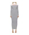 Jean Paul Gaultier High Neck Striped Dress In Multi