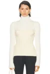 Jean Paul Gaultier High Neck Sweater In White