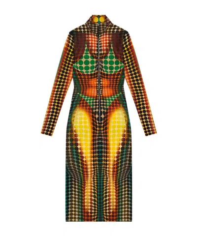 JEAN PAUL GAULTIER HIGH-NECK ZIPPER MIDI DRESS