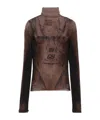 Jean Paul Gaultier High-necked Long-sleeved T-shirt In Brown