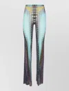 Jean Paul Gaultier High Waist Flared Sheer Stretch Trousers In Multi
