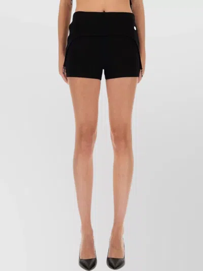 Jean Paul Gaultier High Waist Ribbed Shorts With Zipper And Button In Black