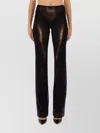 Jean Paul Gaultier High Waist Sheer Trousers With Metallic Finish In Brown
