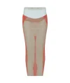 Jean Paul Gaultier Sheer Striped Midi Skirt In Nude