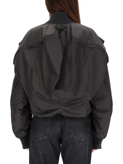 Jean Paul Gaultier Hooded Bomber Jacket In Gray