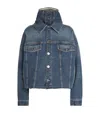 Jean Paul Gaultier Double Layer Denim Jacket With Hood In Blue