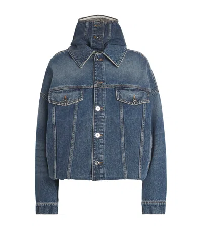 Jean Paul Gaultier Hooded Double-layer Denim Jacket In Blue