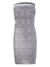 Jean Paul Gaultier Houndstooth Strapless Mini Dress In Gray