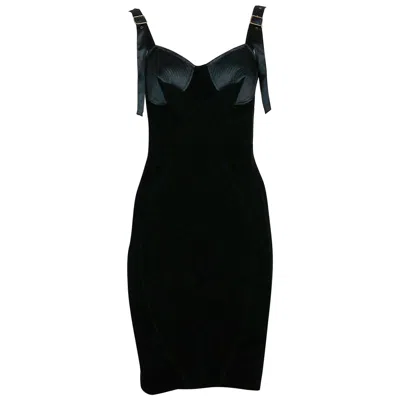 Pre-owned Jean Paul Gaultier Iconic Black Bondage Cone Bra Mini Bodycon Dress Size S